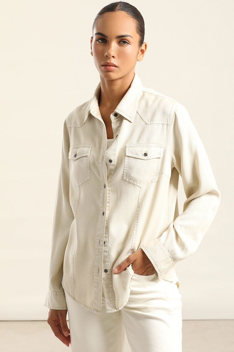 CAMISA LYOCELL PROCESADO, BEIGE LIOLA - 5