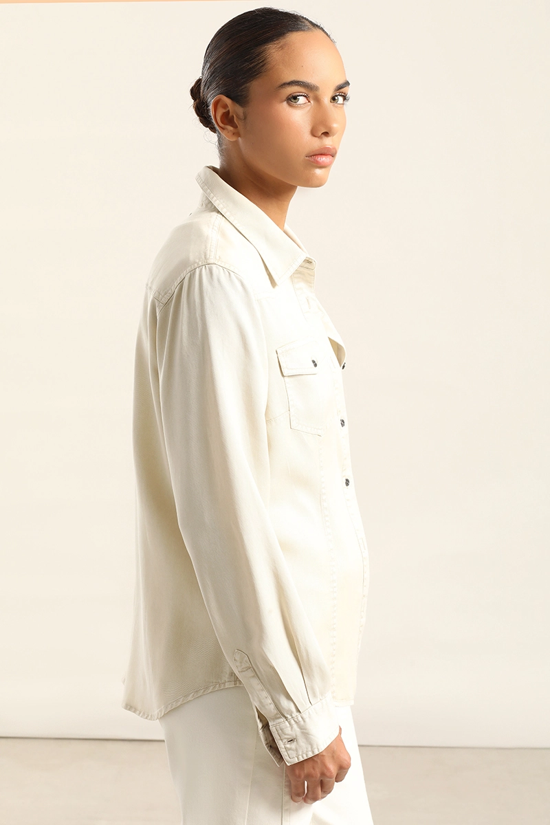 CAMISA LYOCELL PROCESADO, BEIGE LIOLA - 6