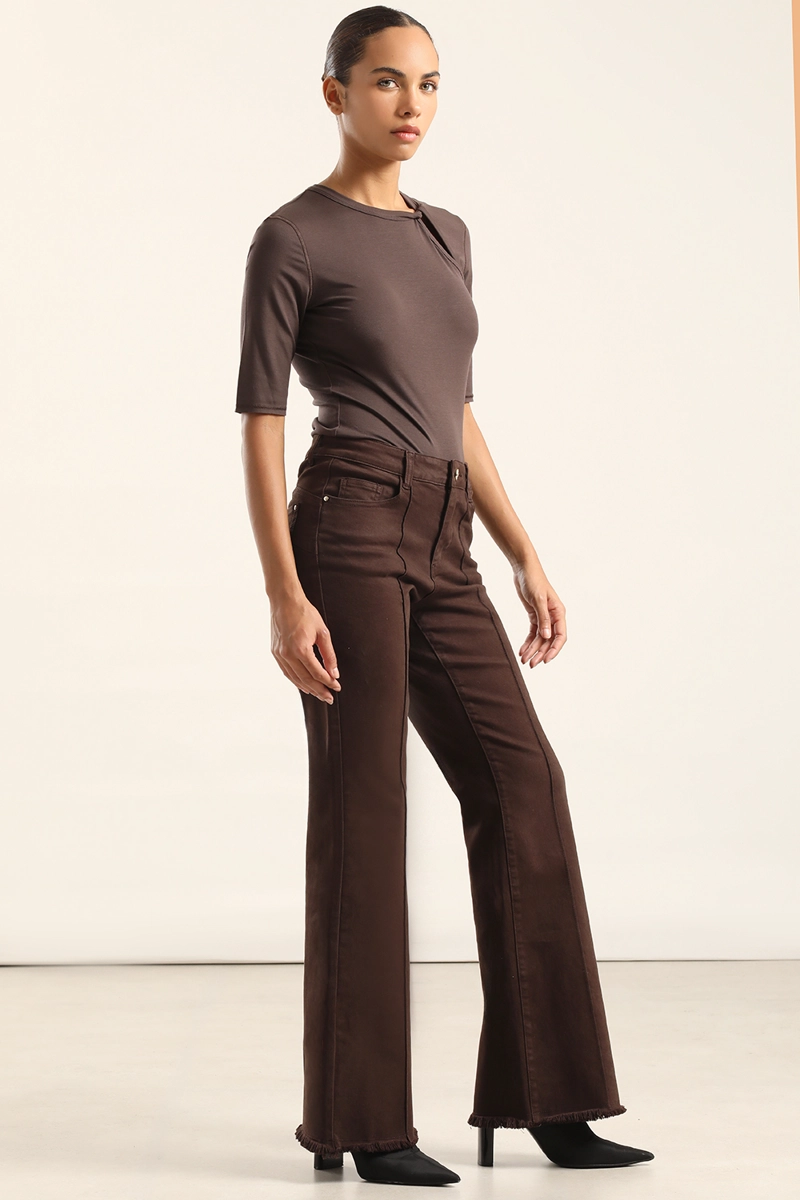 JEANS COLOR BOOTCUT, PUSH UP, CHOCOLATE LIOLA - 5