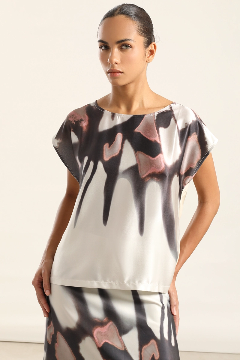 TOP SATIN ESTAMPADO MIX. BEIGE LIOLA - 5