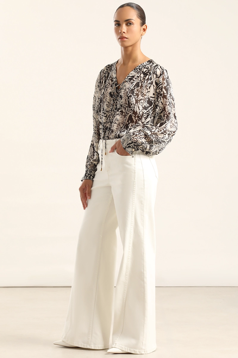 JEANS COLOR PALAZZO, BEIGE LIOLA - 1