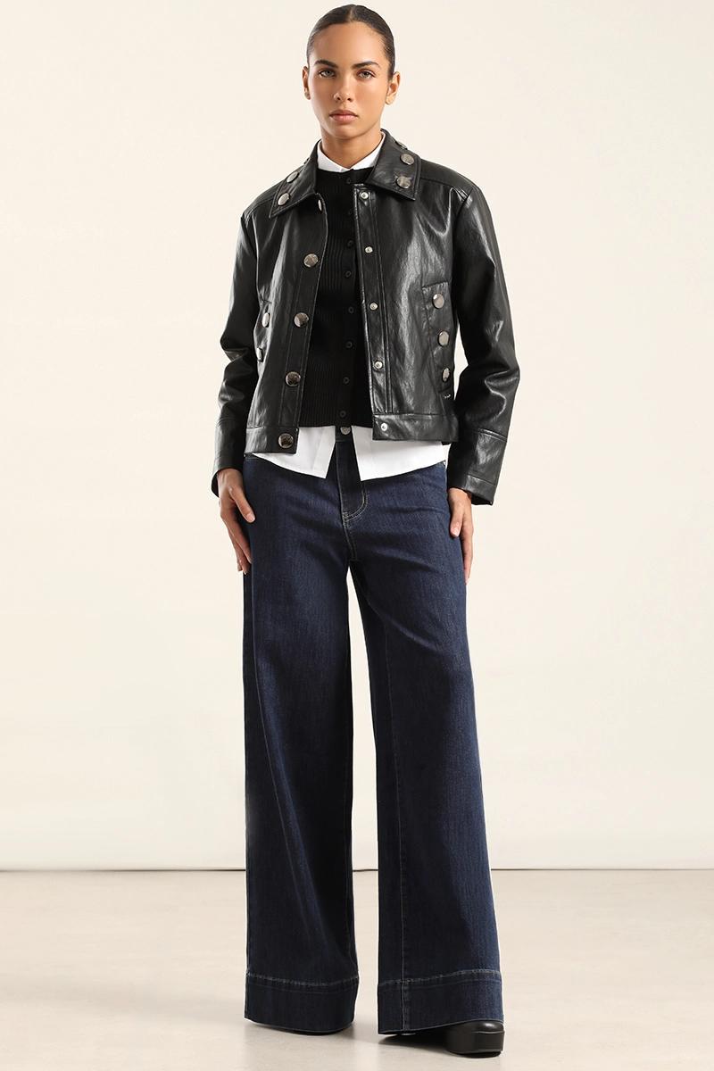 CHAQUETA TACHAS, EFECTO CUERO, NEGRO LIOLA - 3