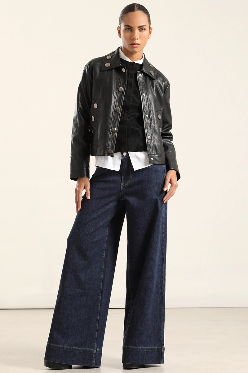 CHAQUETA TACHAS, EFECTO CUERO, NEGRO LIOLA - 6