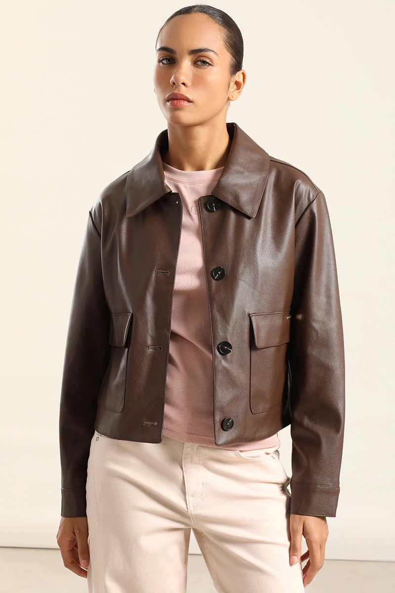 CHAQUETA EFECTO CUERO, CHOCOLATE LIOLA - 1