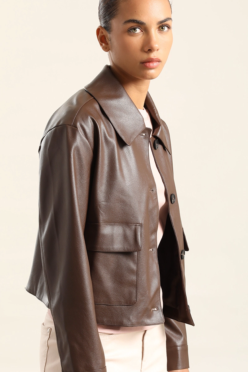 CHAQUETA EFECTO CUERO, CHOCOLATE LIOLA - 3