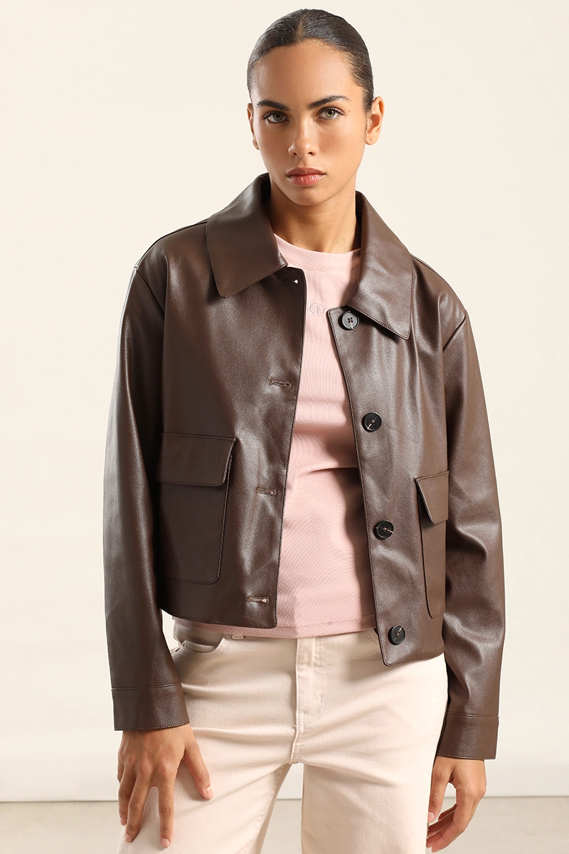 CHAQUETA EFECTO CUERO, CHOCOLATE LIOLA - 4