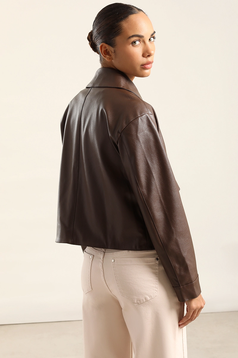 CHAQUETA EFECTO CUERO, CHOCOLATE LIOLA - 5
