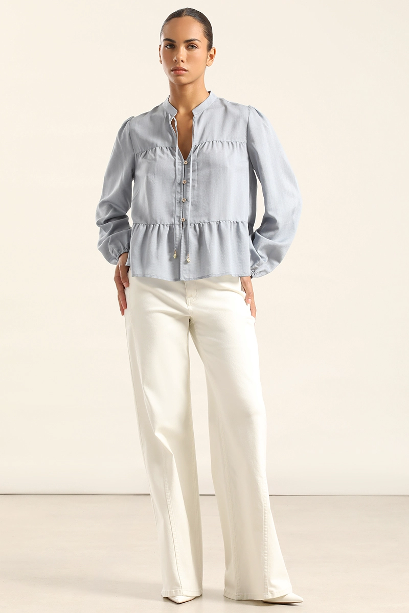 BLUSA ROMANTICA PANELES, CELESTE LIOLA - 2