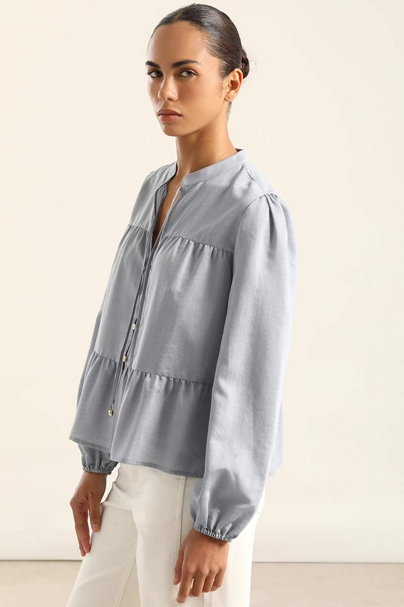 BLUSA ROMANTICA PANELES, CELESTE LIOLA - 3