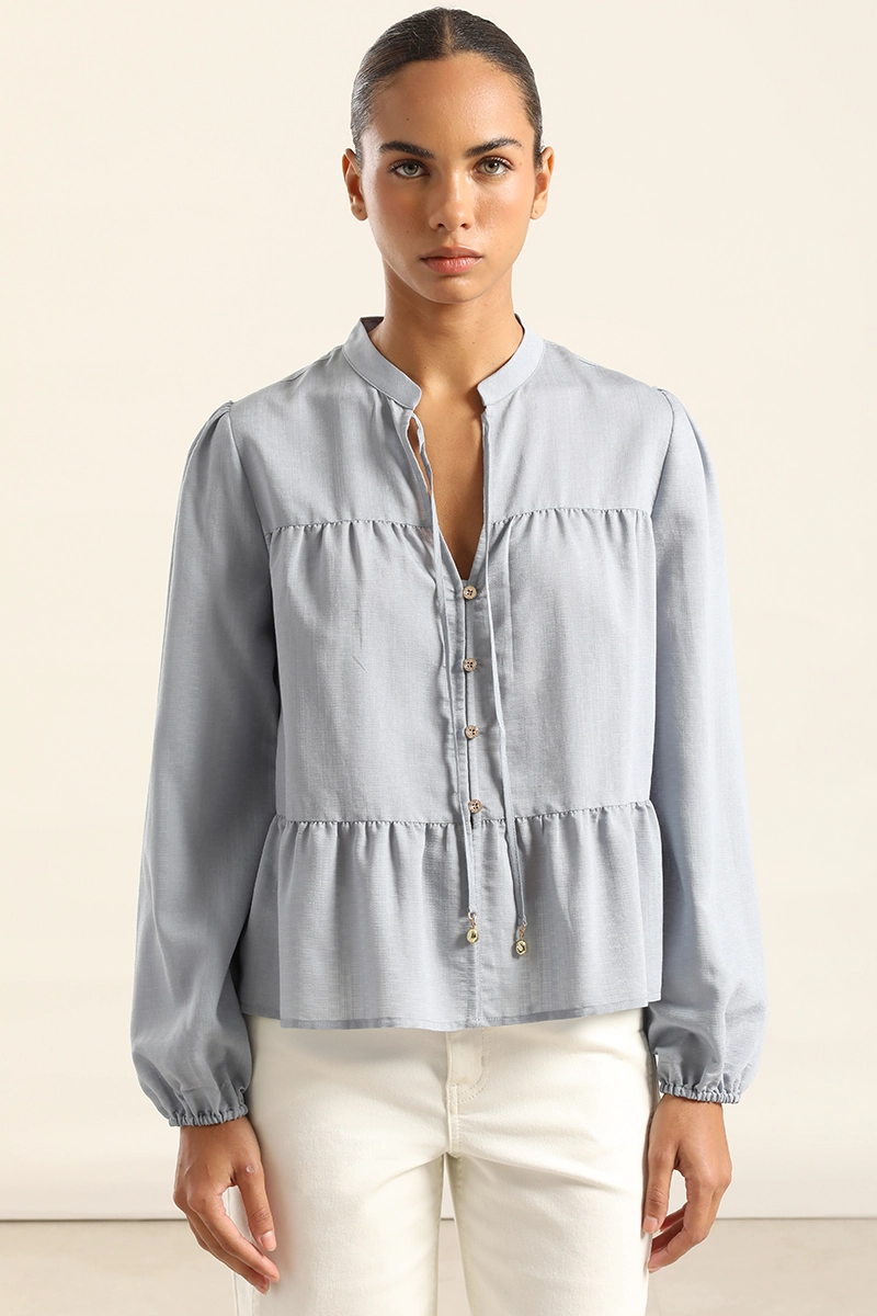 BLUSA ROMANTICA PANELES, CELESTE LIOLA - 4