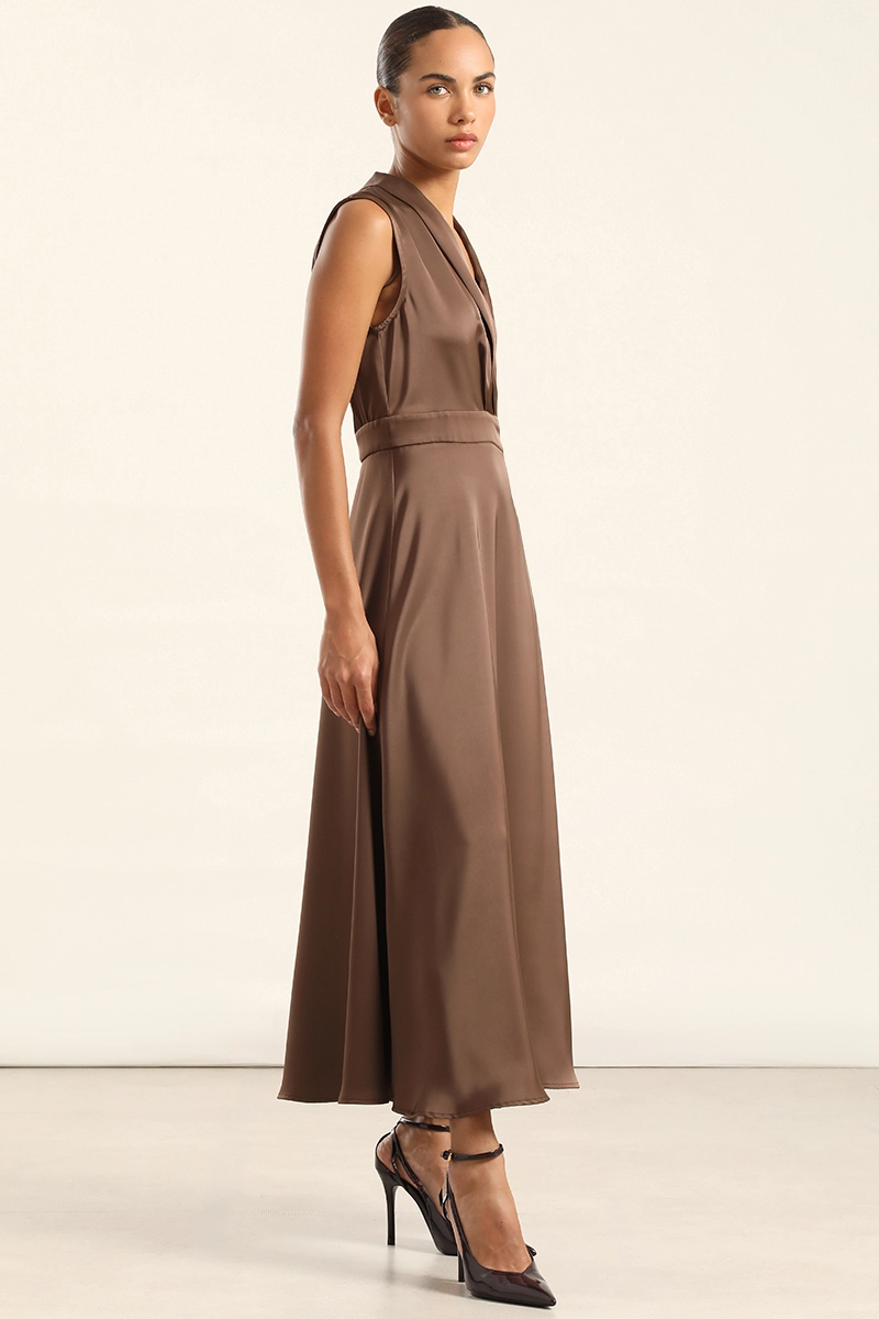 VESTIDO MIDI SATIN, CHOCOLATE LIOLA - 2