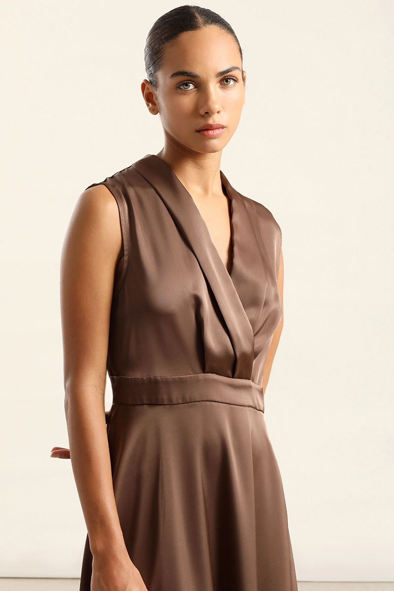 VESTIDO MIDI SATIN, CHOCOLATE LIOLA - 3