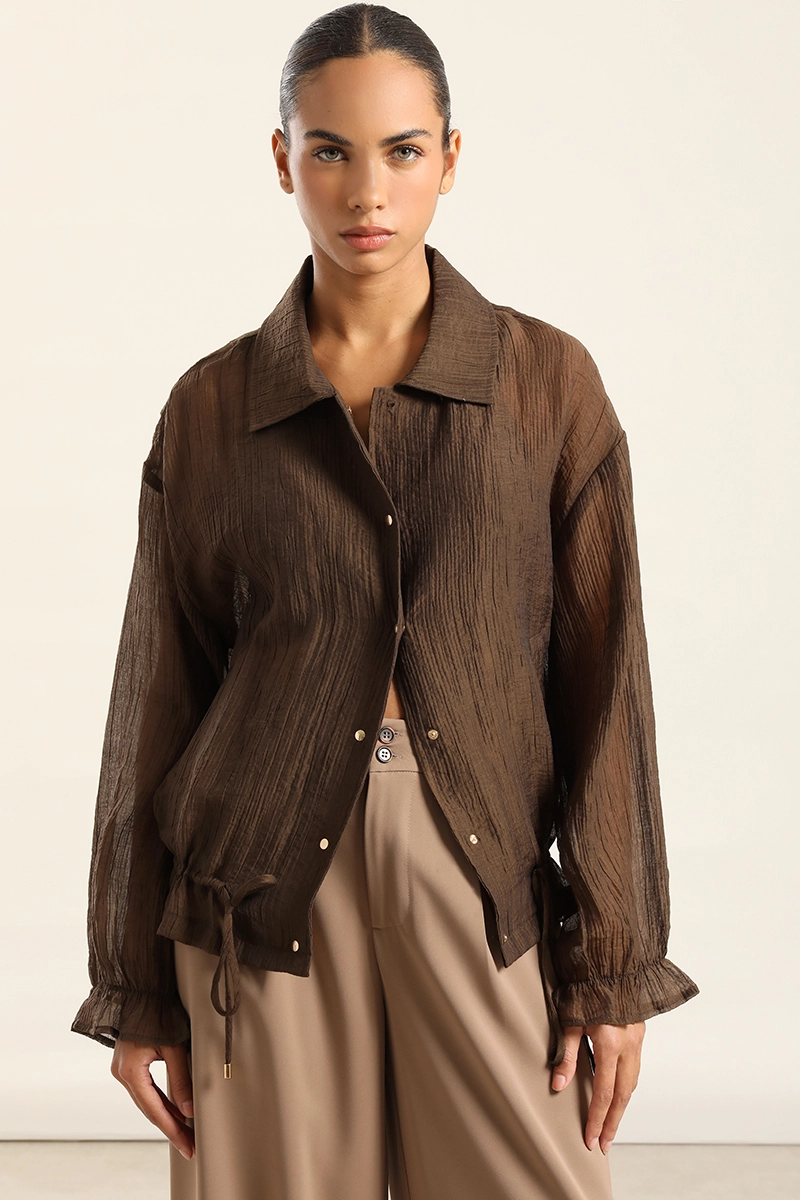 BLUSON BOMBER MIX LYOCELL, CHOCOLATE LIOLA - 5