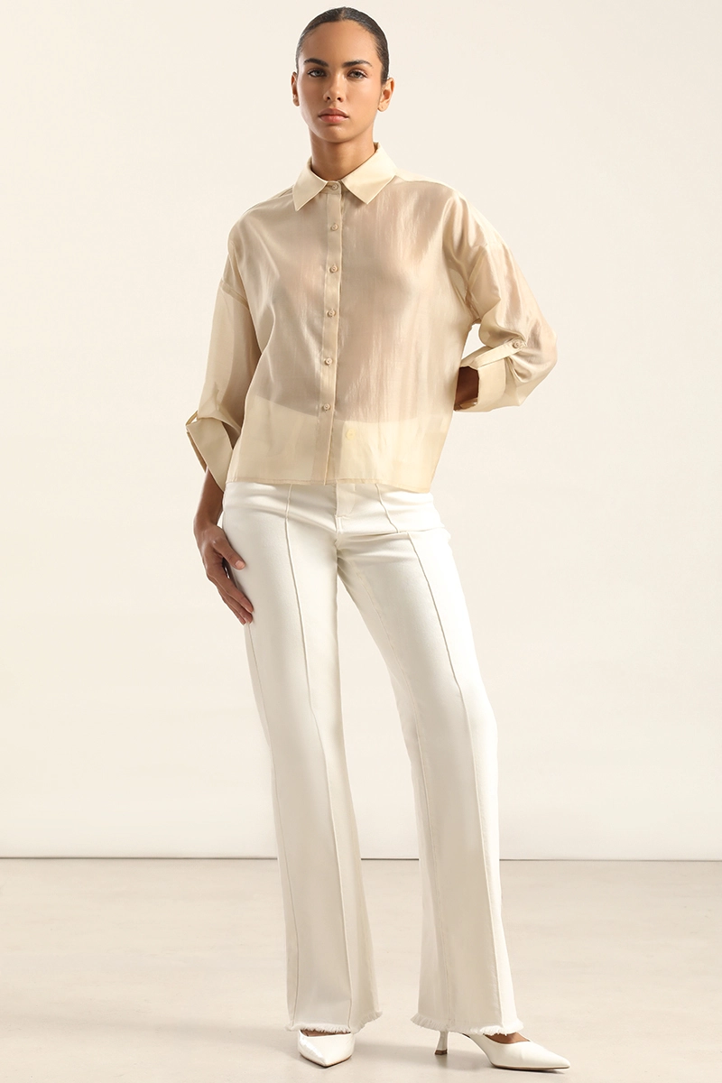 BLUSA SEMI TRASPARENTE, BEIGE LIOLA - 2
