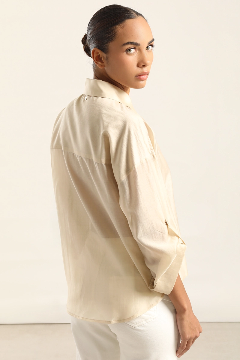 BLUSA SEMI TRASPARENTE, BEIGE LIOLA - 3