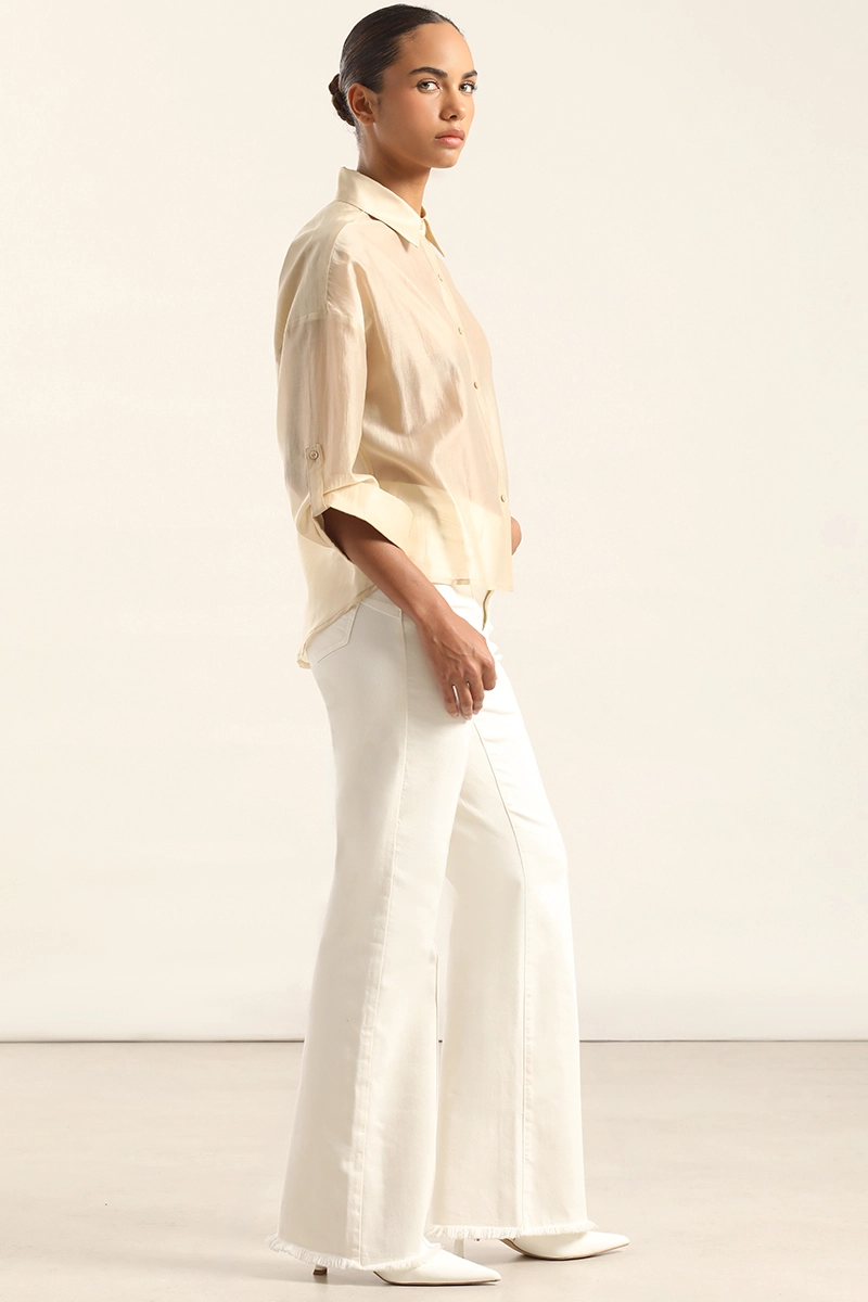 BLUSA SEMI TRASPARENTE, BEIGE LIOLA - 6
