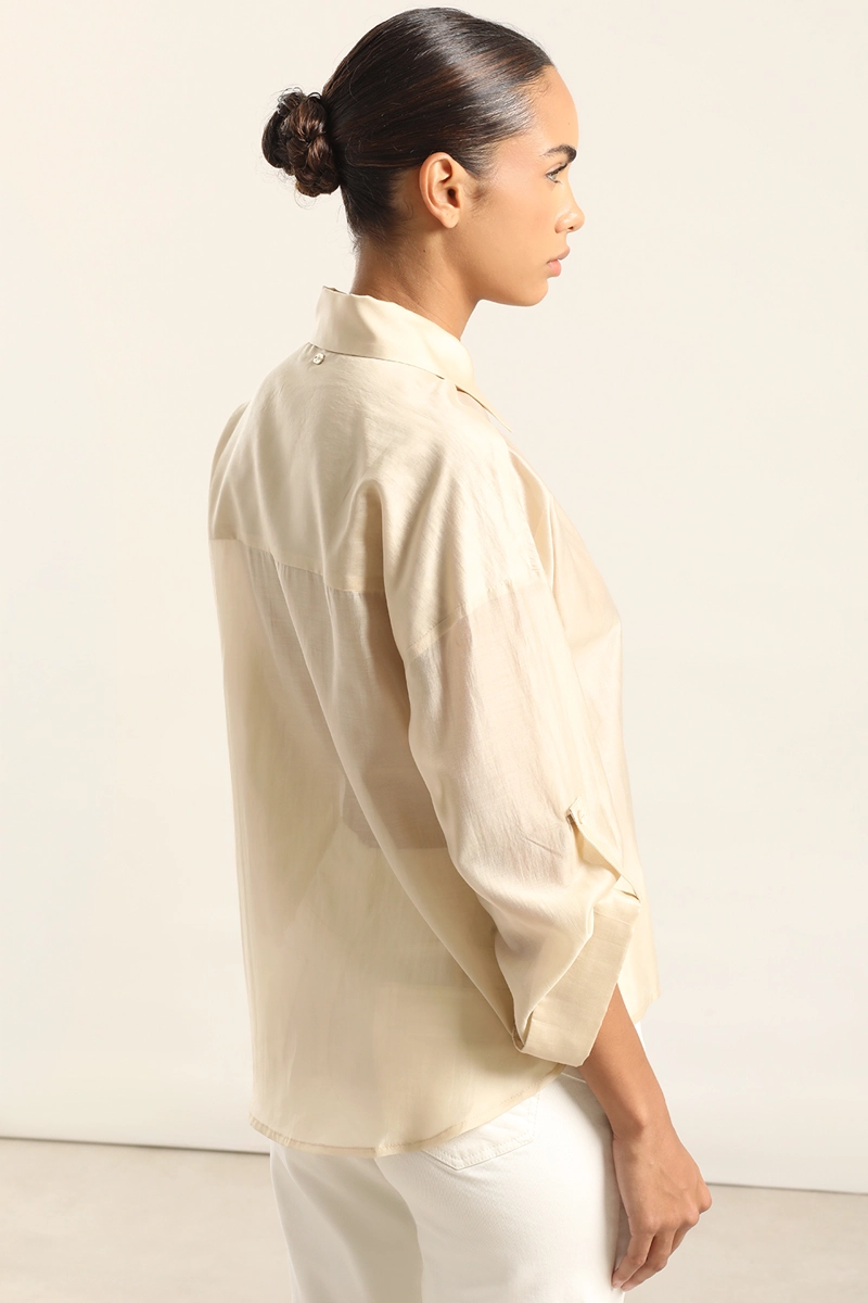 BLUSA SEMI TRASPARENTE, BEIGE LIOLA - 7