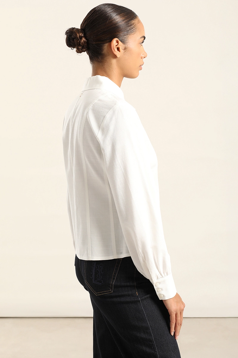 BLUSA ENTALLADA, BOTON FANTASIA, CRUDO LIOLA - 7