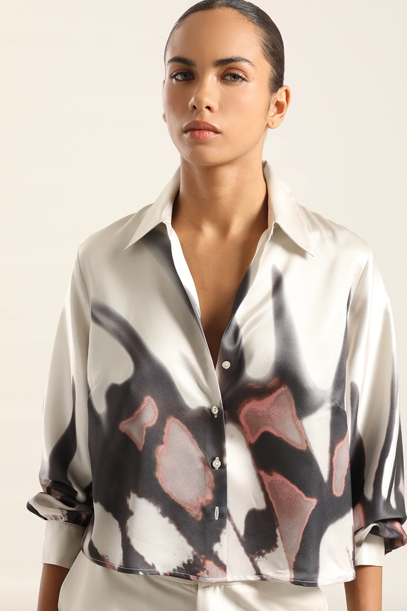 BLUSA SATIN ESTAMPADO, BEIGE LIOLA - 3