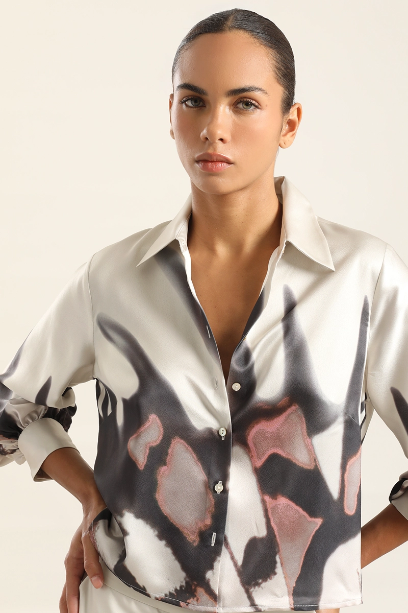 BLUSA SATIN ESTAMPADO, BEIGE LIOLA - 5