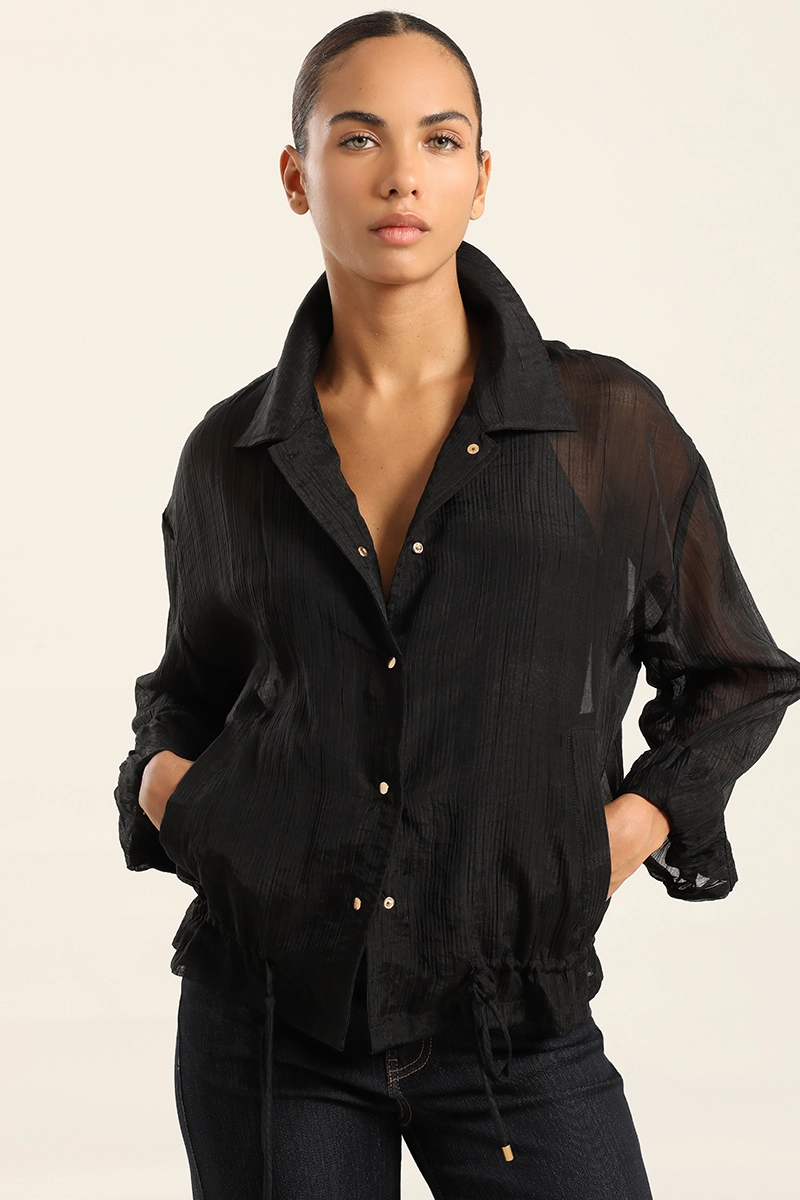 BLUSON BOMBER MIX LYOCELL, NEGRO LIOLA - 1