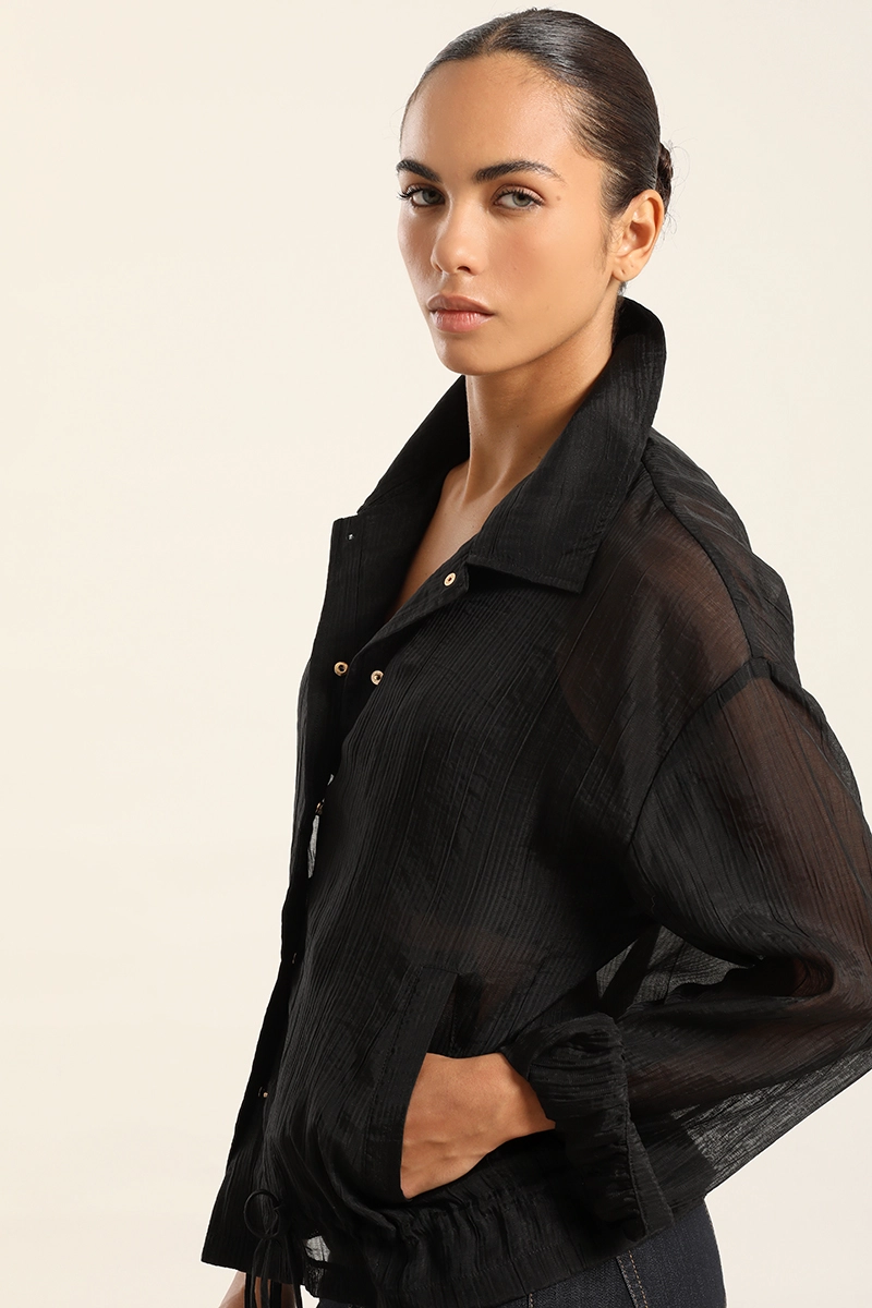 BLUSON BOMBER MIX LYOCELL, NEGRO LIOLA - 3