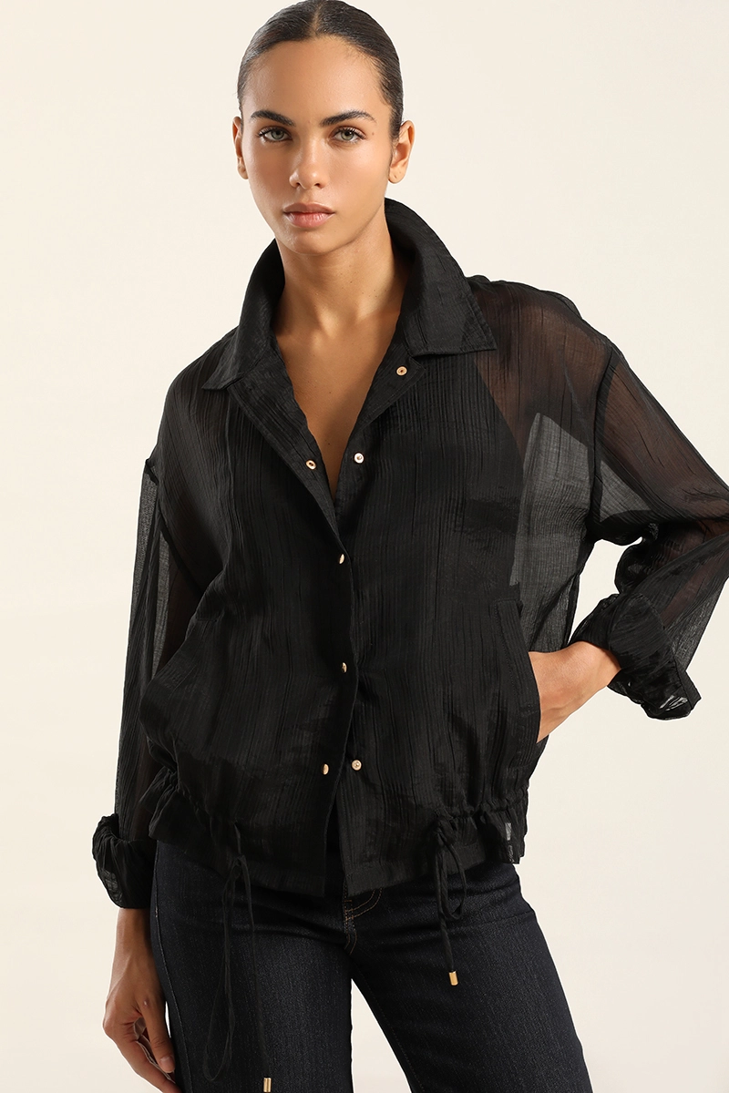 BLUSON BOMBER MIX LYOCELL, NEGRO LIOLA - 4