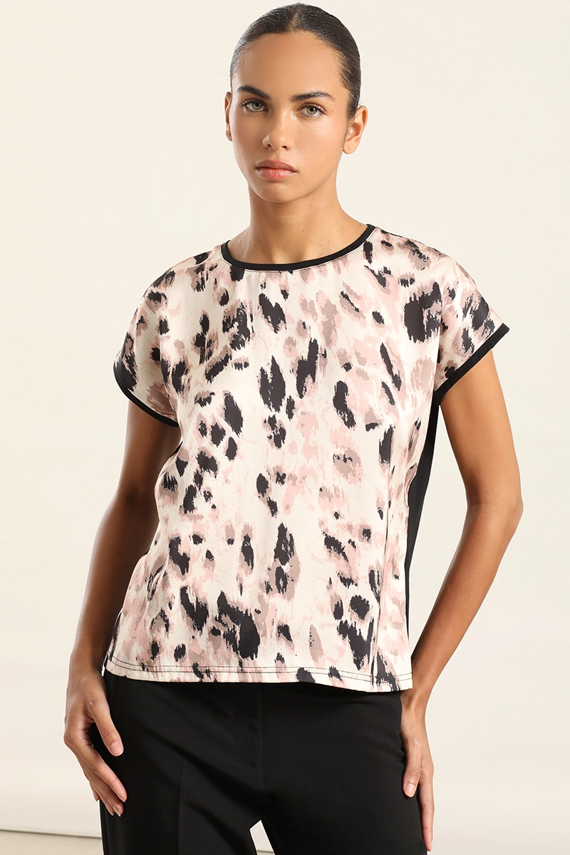 POLERA SATIN MIX ESTAMPADO, NEGRO LIOLA - 1