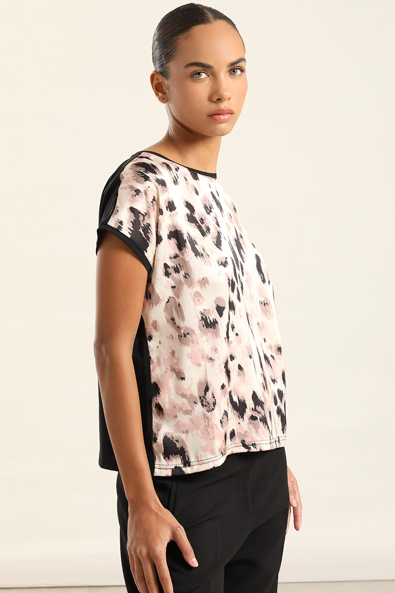 POLERA SATIN MIX ESTAMPADO, NEGRO LIOLA - 3