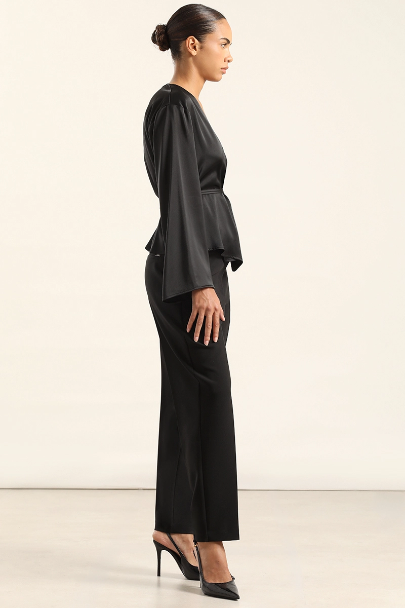 BLUSA CRUZADA SATIN, NEGRO LIOLA - 6