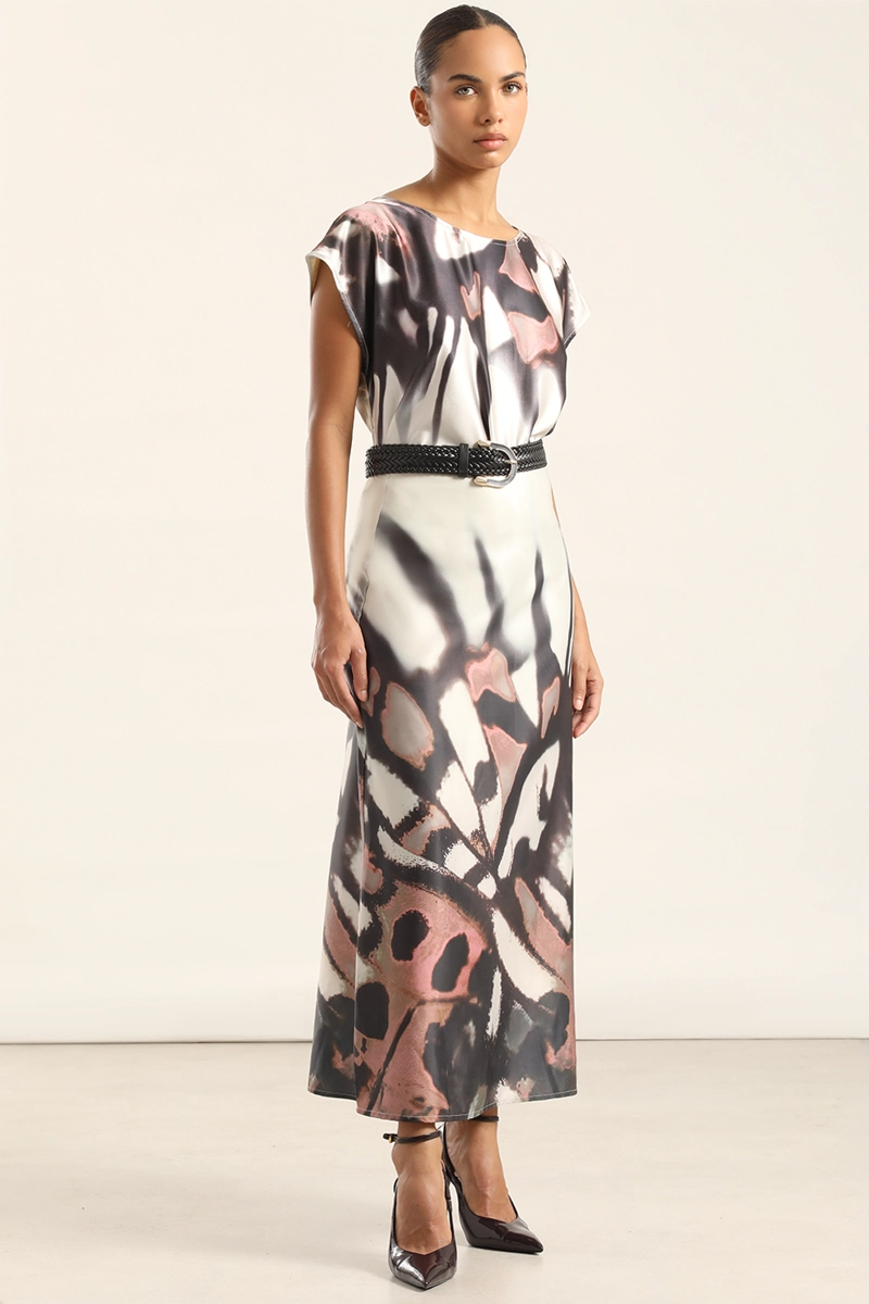 FALDA MIDI SATIN ESTAMPADO, BEIGE LIOLA - 3