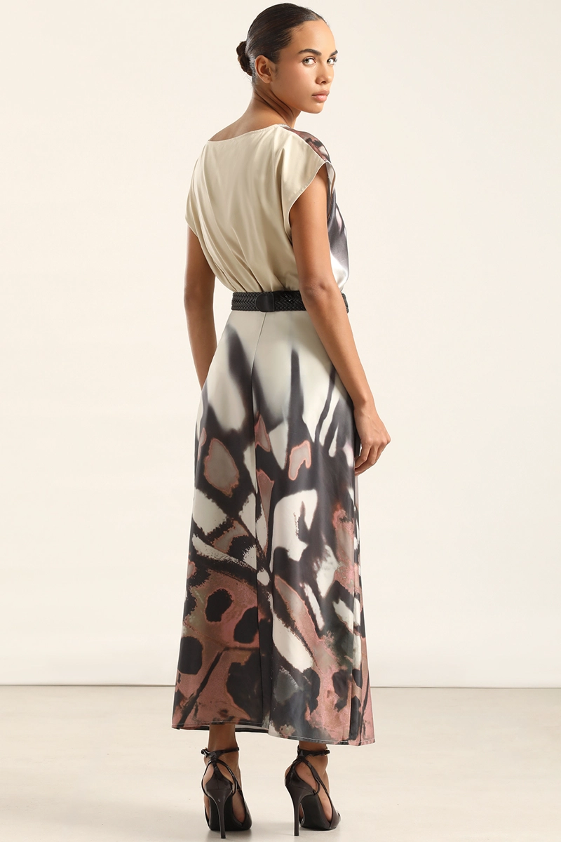 FALDA MIDI SATIN ESTAMPADO, BEIGE LIOLA - 4