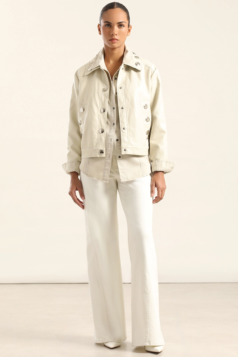 CHAQUETA TACHAS, EFECTO CUERO, BEIGE LIOLA - 2