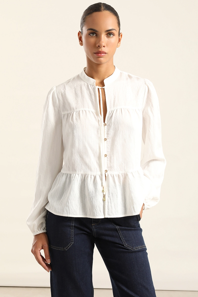BLUSA ROMANTICA PANELES, CRUDO LIOLA - 1