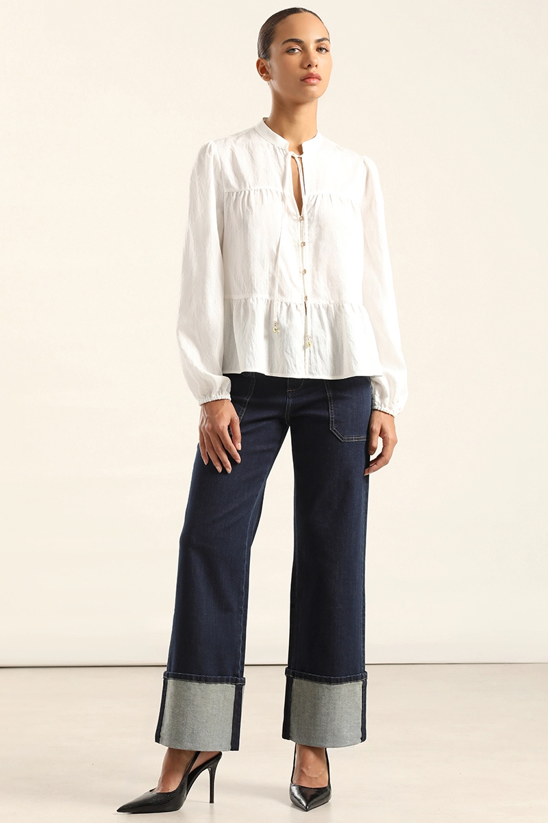 BLUSA ROMANTICA PANELES, CRUDO LIOLA - 2