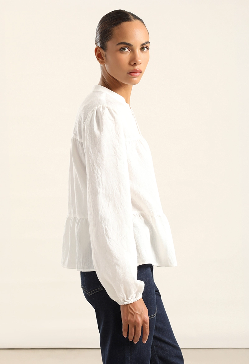BLUSA ROMANTICA PANELES, CRUDO LIOLA - 3