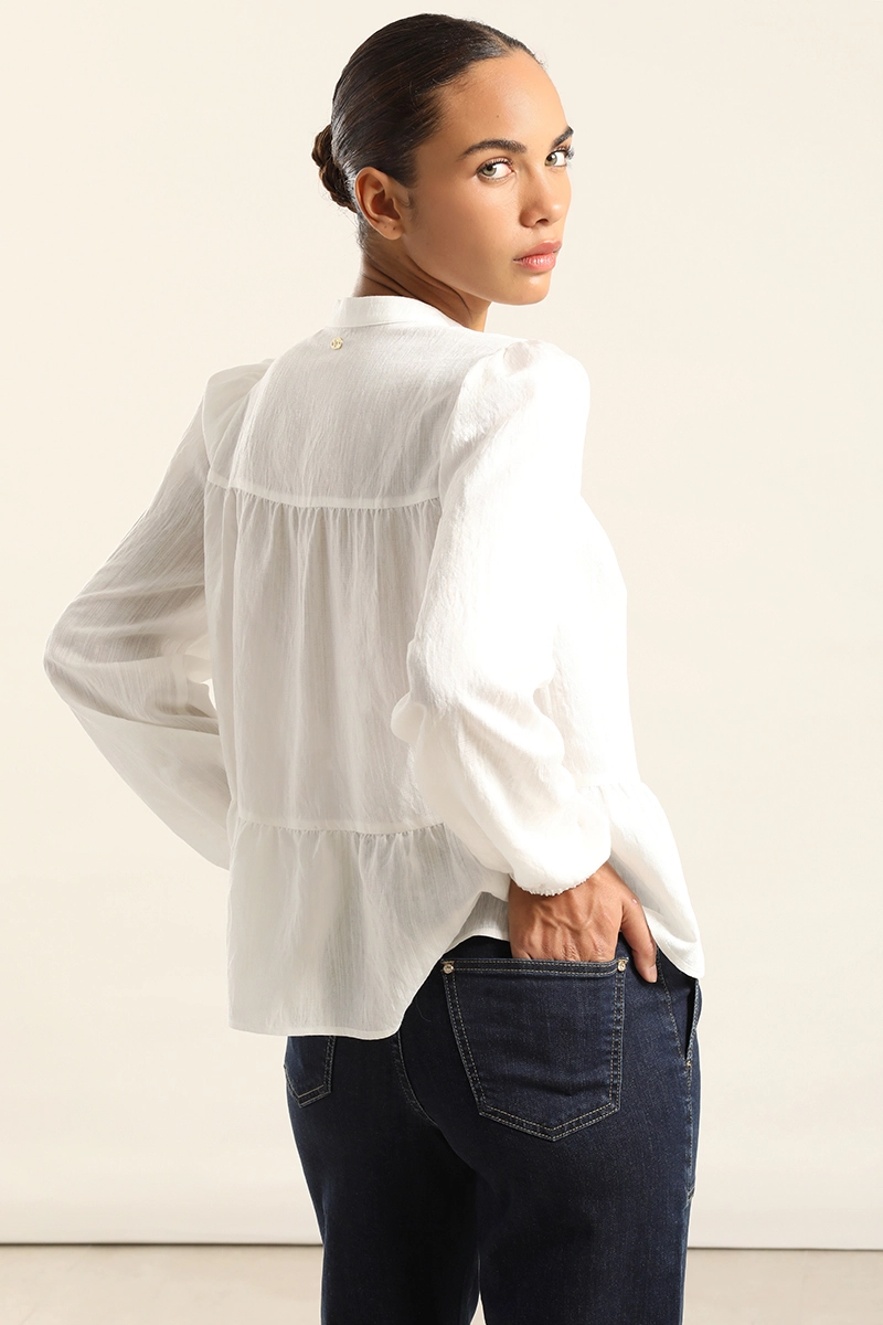 BLUSA ROMANTICA PANELES, CRUDO LIOLA - 4