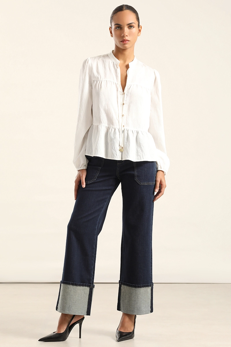 BLUSA ROMANTICA PANELES, CRUDO LIOLA - 5