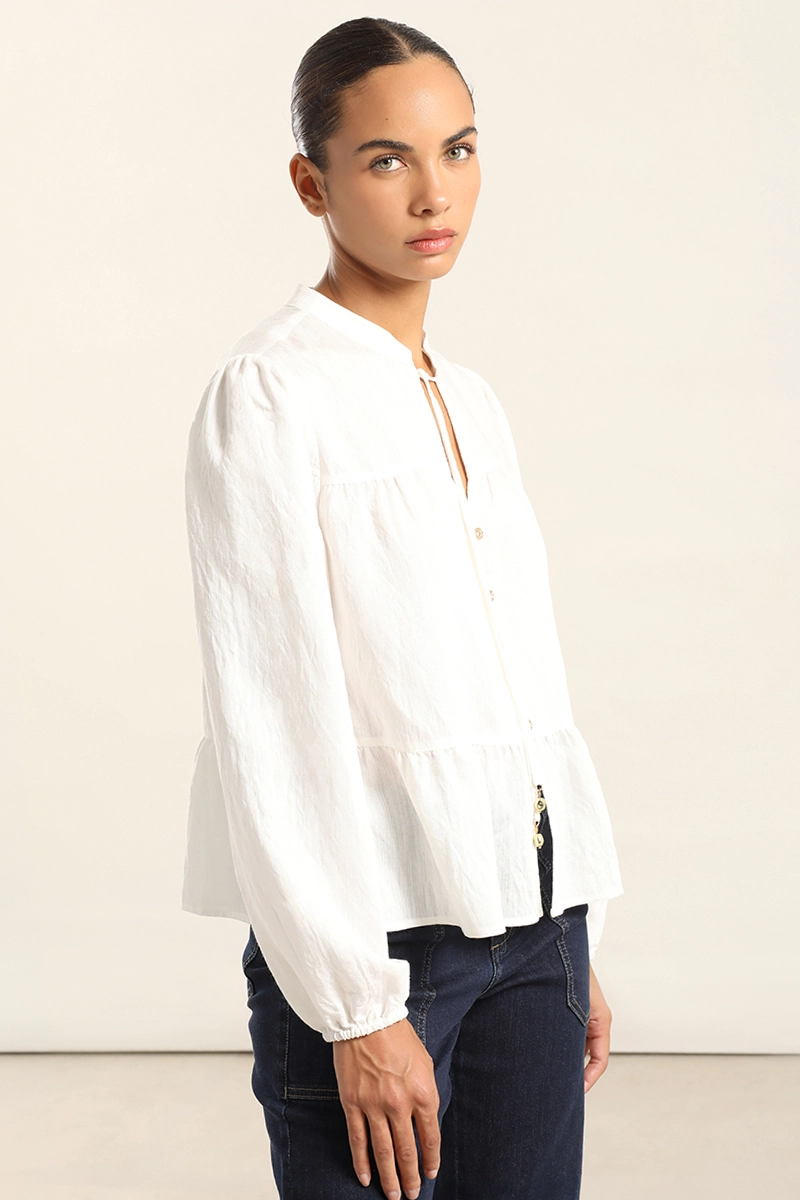BLUSA ROMANTICA PANELES, CRUDO LIOLA - 6