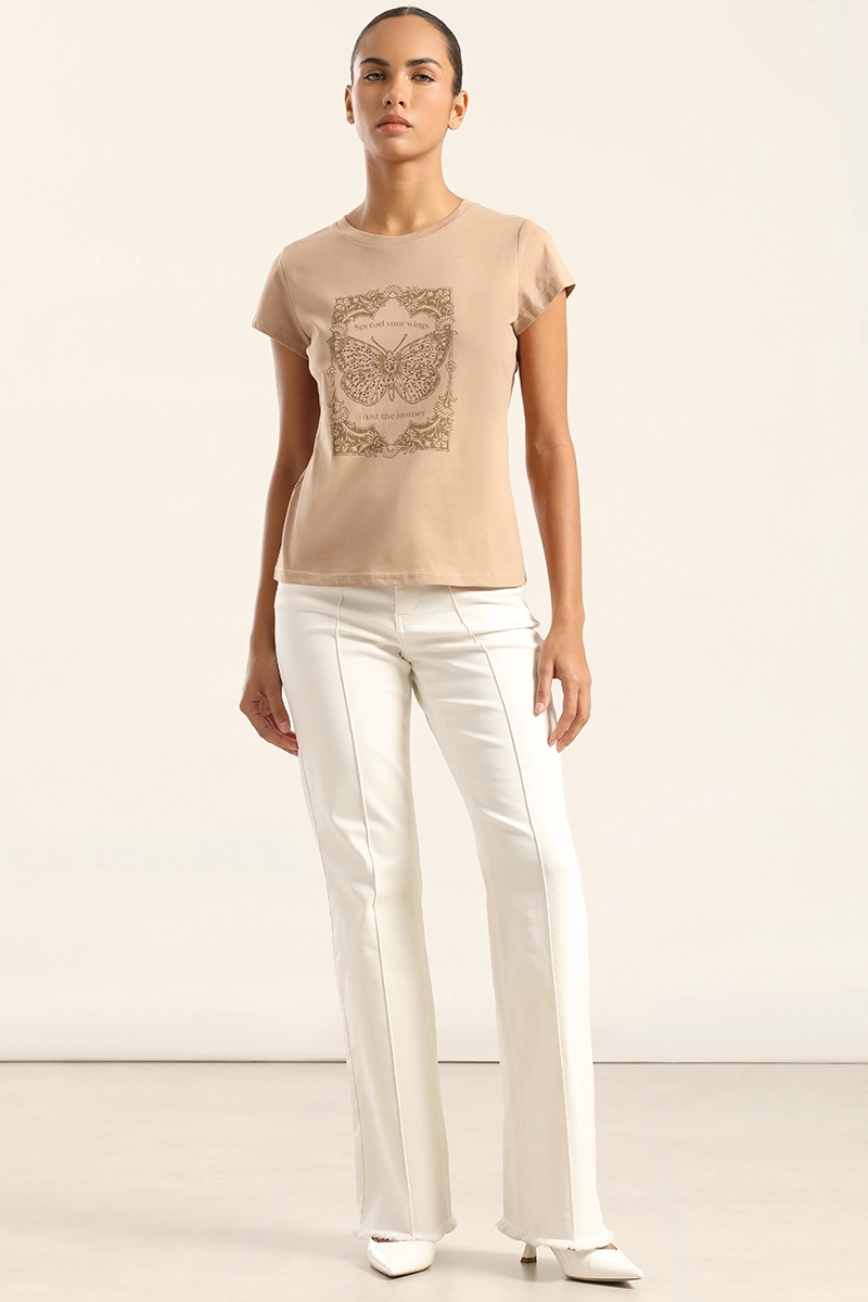 POLERA ALGODON CON ESTAMPADO, CAMEL LIOLA - 6