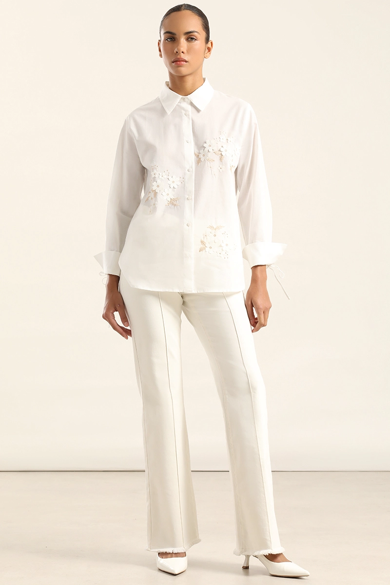 CAMISA POPLIN APLICACION FLOR, CRUDO LIOLA - 2