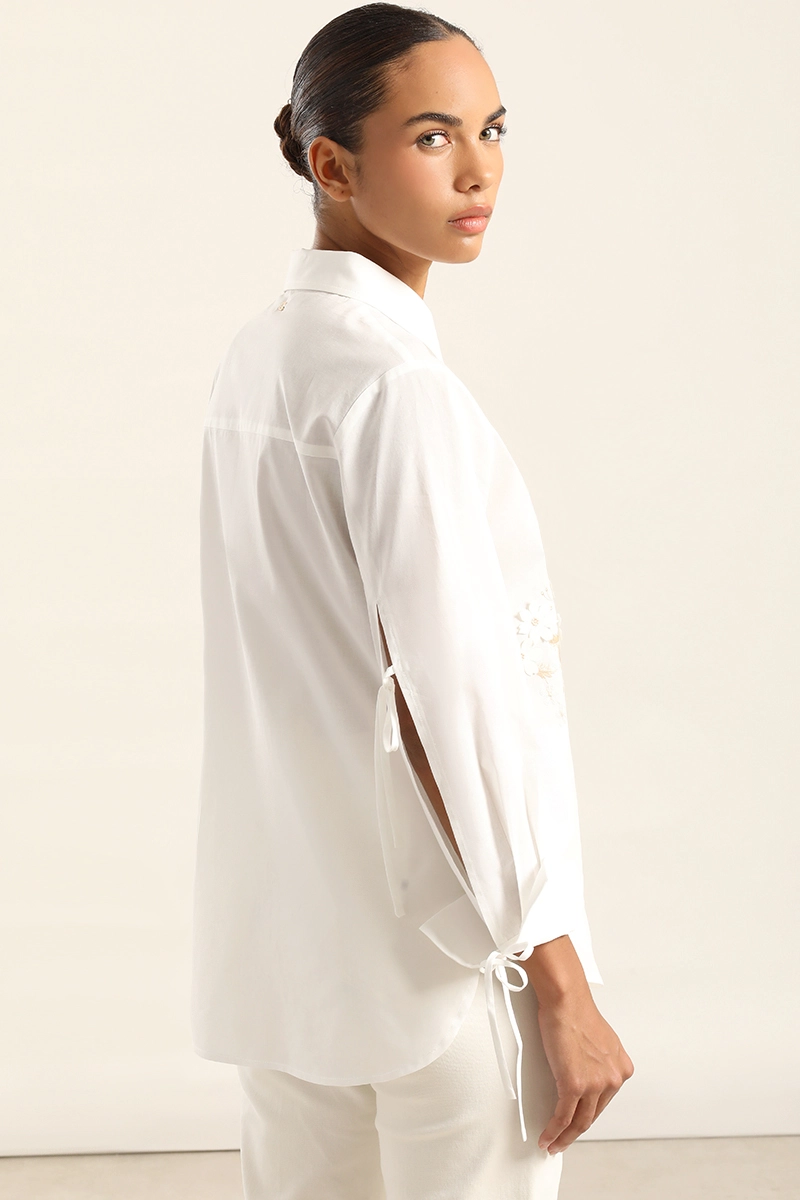 CAMISA POPLIN APLICACION FLOR, CRUDO LIOLA - 4