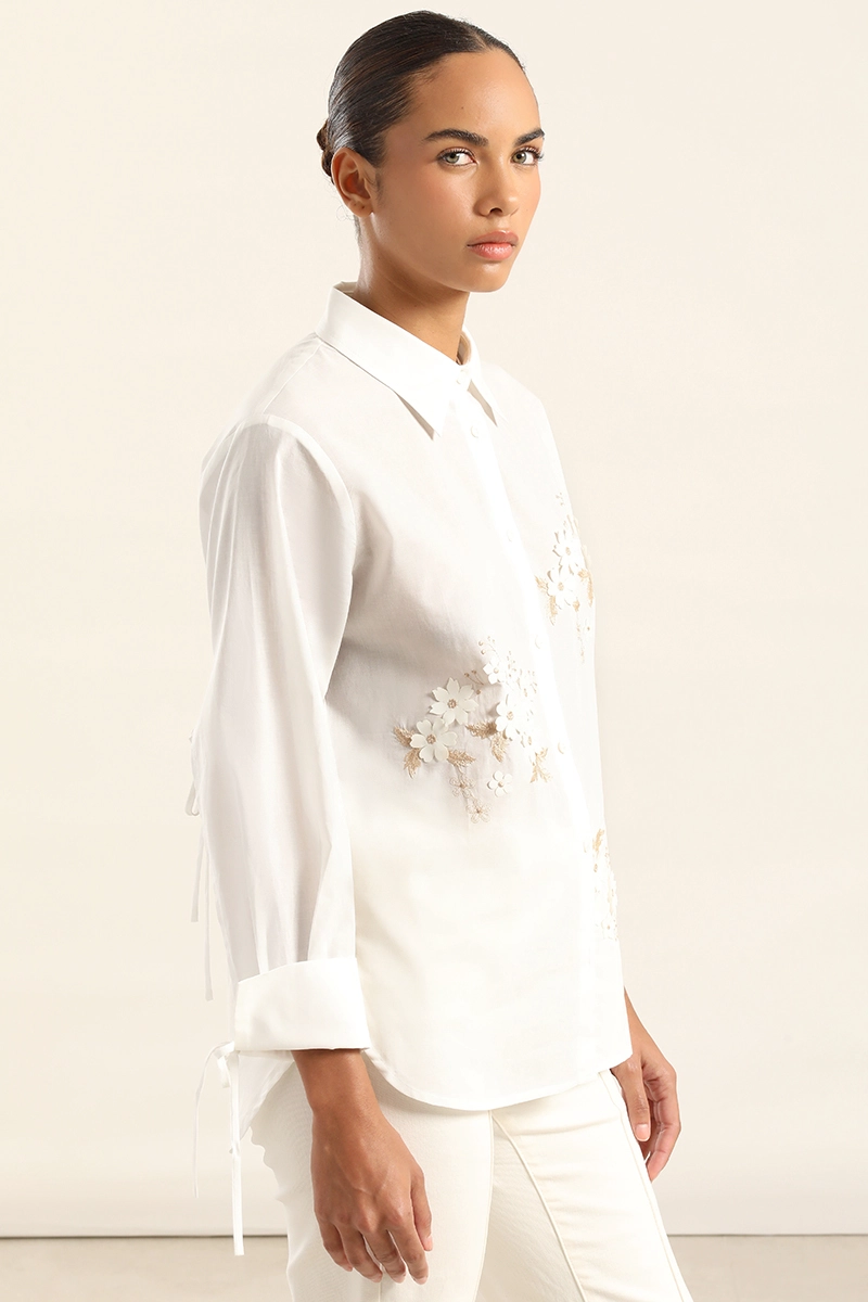 CAMISA POPLIN APLICACION FLOR, CRUDO LIOLA - 5