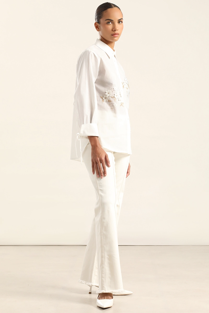 CAMISA POPLIN APLICACION FLOR, CRUDO LIOLA - 7
