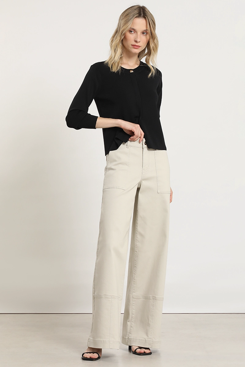 CARDIGAN PUNTO, BOTON FANTASIA, NEGRO LIOLA - 2