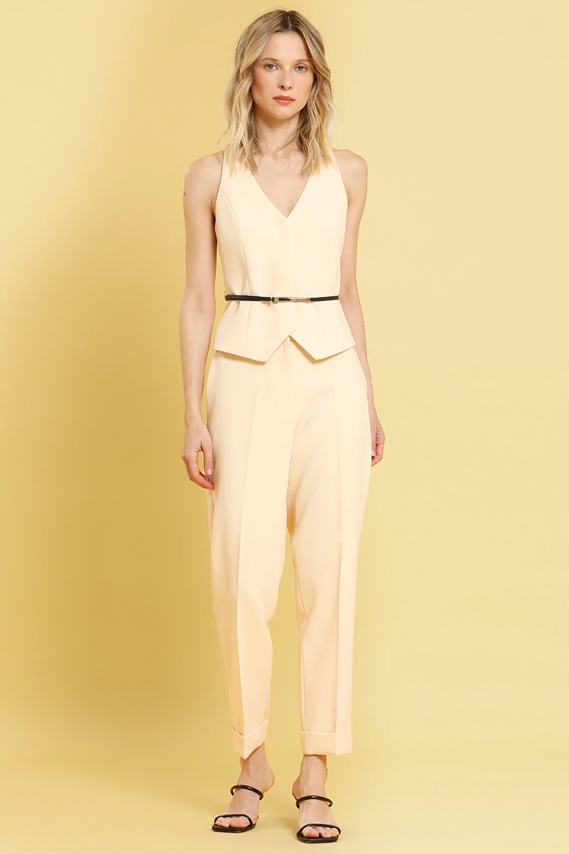 PANTALON SASTRE CON BASTILLA, VAINILLA LIOLA - 4