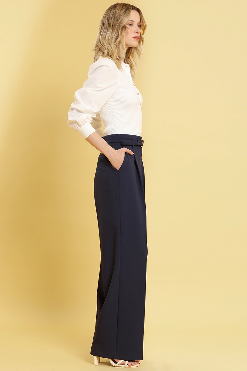 PANTALON RECTO CON CINTURON, AZUL LIOLA - 3