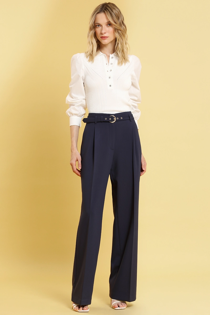 PANTALON RECTO CON CINTURON, AZUL LIOLA - 4