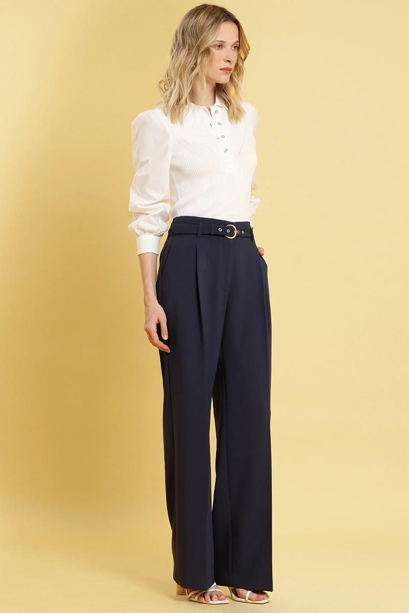 PANTALON RECTO CON CINTURON, AZUL LIOLA - 5
