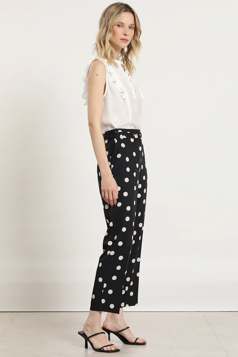 PANTALON SASTRE, LUNARES, CINTURON, BEIGE LIOLA - 2